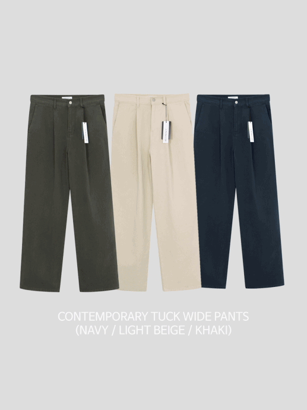 (2nd Act) contemporary tuck wide pants(3colors,M/L)